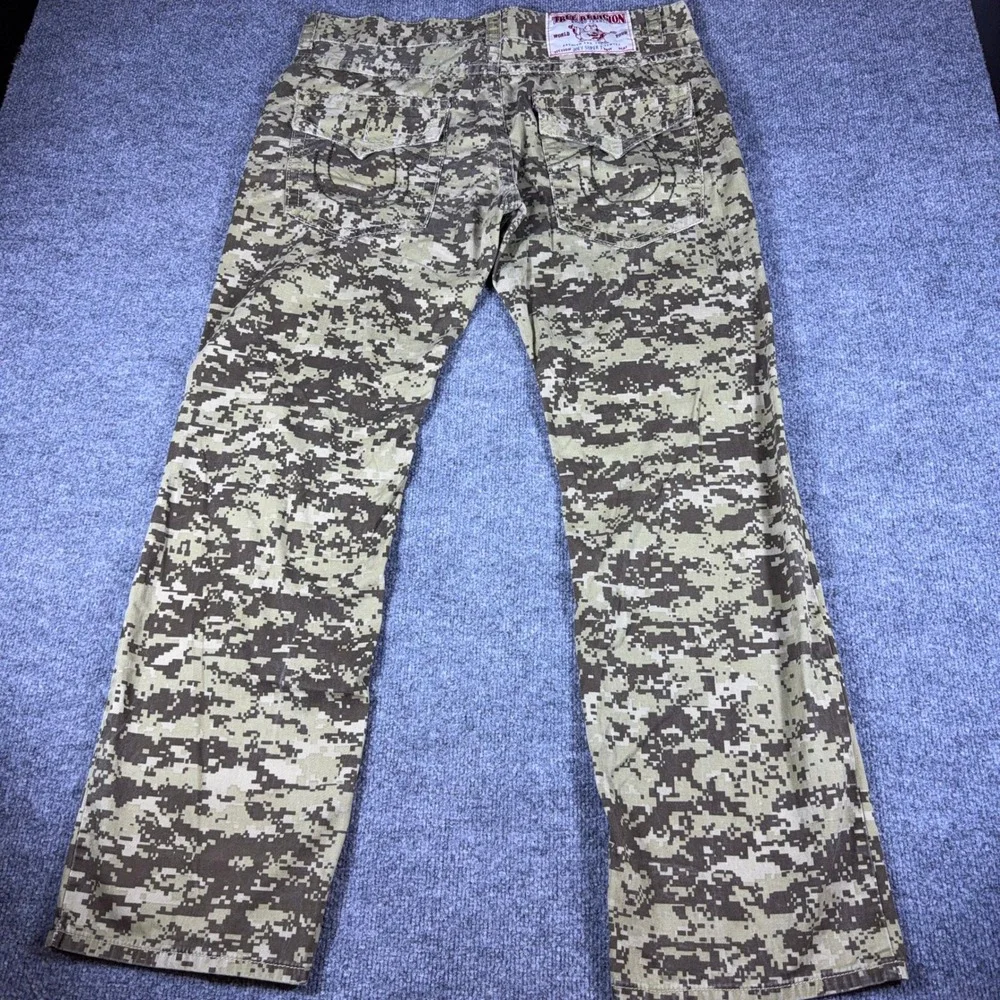 True Religion Joey Super T Mens 38 Digital Camo Flare Jeans Made in USA Rare